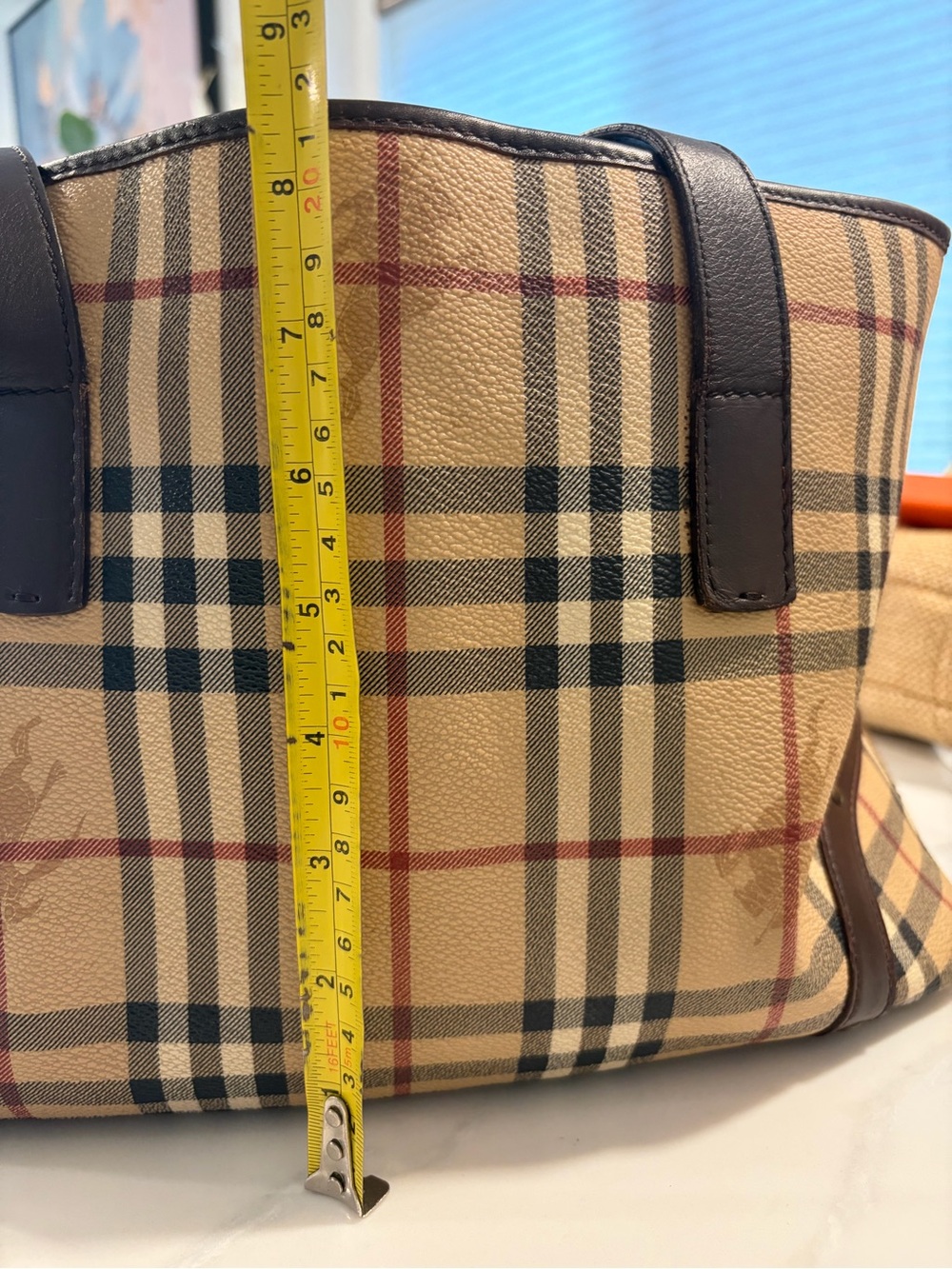 Authentic Burberry Canvas Tote Bag with Brown Trim - Picture 8 of 9
